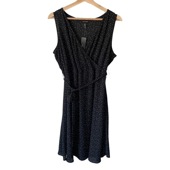 Stork & Babe Maternity Black Polka Dot Sleeveless Dress V-Neck Size Large NWT - Picture 1 of 10